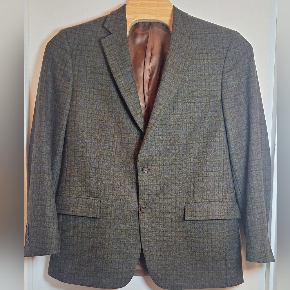 Brooks Brothers Men’s Regent Fit Size 44L Sports Coat Blazer Wool Green Plaid